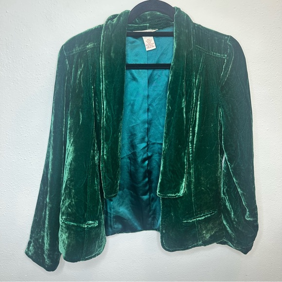 SUNDANCE Green Velvet Blazer Size 6 - Picture 1 of 10